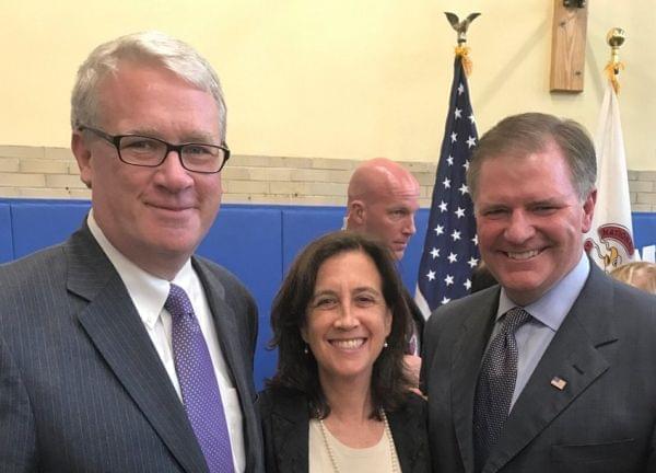 Illinois House GOP Leader Jim Durkin, Illinois Education Secretary Beth Purvis, and Illinois Senate GOP Leader Bill Brady.