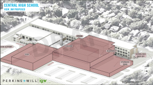 Draft plans for renovation and expansion of Champaign Central High School, as presented on October 10, 2017.