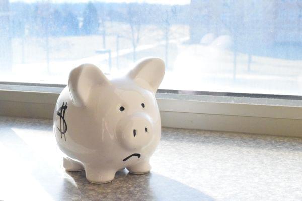 Sad face piggy bank.