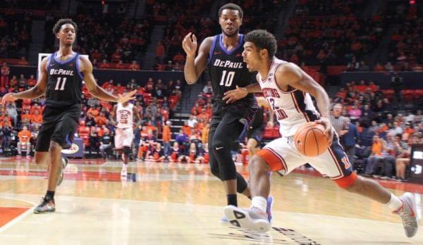 Illini freshman Mark Smith drives to the basket.