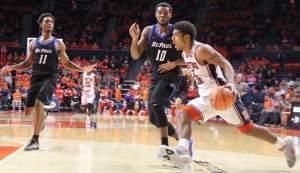 Illini freshman Mark Smith drives to the basket.