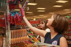 People shop for school supplies.