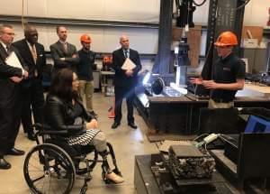 Sen. Tammy Duckworth, visiting the University of Illinois RailTEC Center in Champaign. 