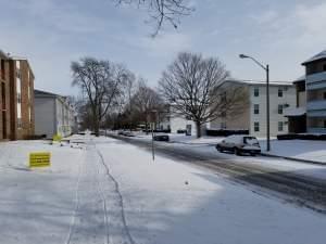 A snowy day on Clark Street in Urbana. 