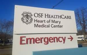 New sign for OSF Heart of Mary Medical Center.