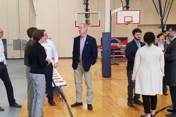 Gov. Bruce Rauner at Litania Sports Group.