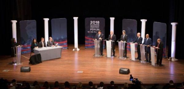 Democratic candidates for governor at a forum hosted by WBEZ, POLITICO, and the University of Chicago's Institute of Politics.