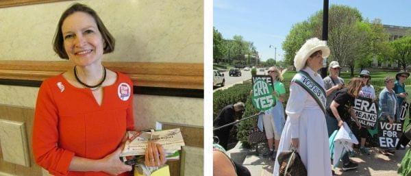 Anne Schlafly Cori / An ERA supporter dressed as a suffragette at the rally.