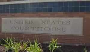 Detail of the exterior of the federal courthouse in Urbana. 