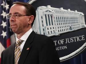 Deputy U.S. Attorney General Rod Rosenstein convened a press conference at the Justice Department on Friday.