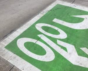 A two-stage turn box for cyclists at the intersection of Green Street and Goodwin Avenue in Urbana.