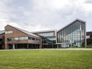 The main entrance of Parkland College in Champaign.