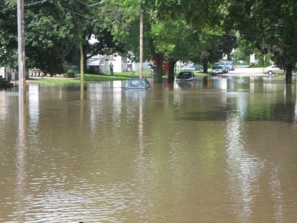 The Kishwaukee River in Dekalb, shown flooded in 2007. 