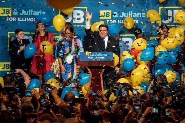 J.B. Pritzker celebrates his victory Tuesday.