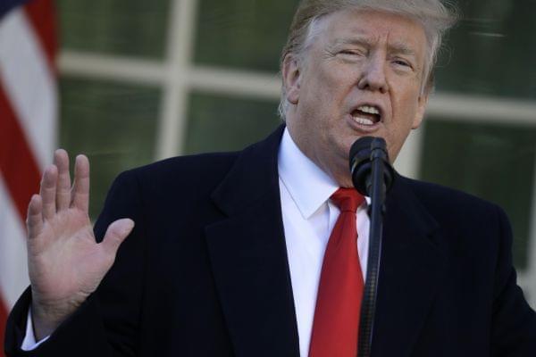 President Donald Trump, speaking in the White House Rose Garden.