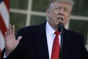 President Donald Trump, speaking in the White House Rose Garden.