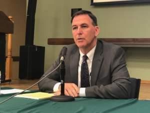 John Sullivan meets with members of the media for his first press conference as the director of agriculture on January 28, 2019.