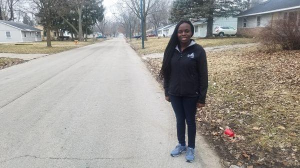 Champaign City Council Member Clarissa Nickerson Fourman, on Hedge Road.