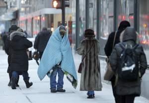 homeless person in the cold