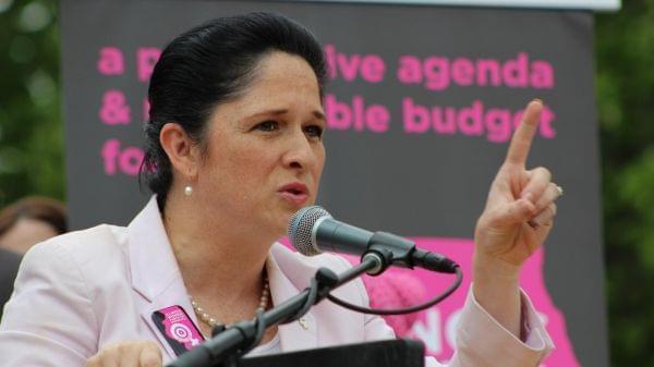 Illinois Comptroller speaks at a rally outside the Illinois Captiol in this file photo from 2017.