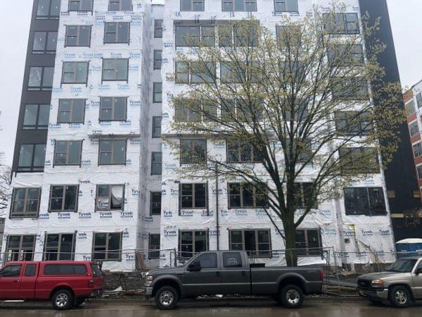 A new apartment building under construction near the University of Illinois Urbana campus.