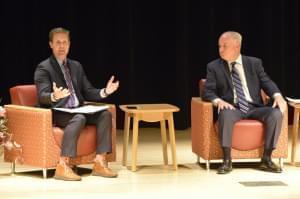 U.S. Rep. Rodney Davis, left, and state Rep. Dan Brady at the Open Government Night event Monday, Nov. 25, 2019, in Normal.