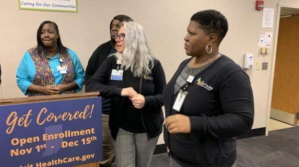 Employees from the Jane Pauley Community Health Center at an open enrollment event.