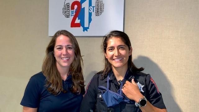 Members of UIUC Response, Evaluation and Crisis Help (REACH) - left: Megan Cambron, Crisis Outreach Coordinator, University of Illinois Police Department and Elma Halpin, Behavioral Health Detective, University of Illinois Police Department.