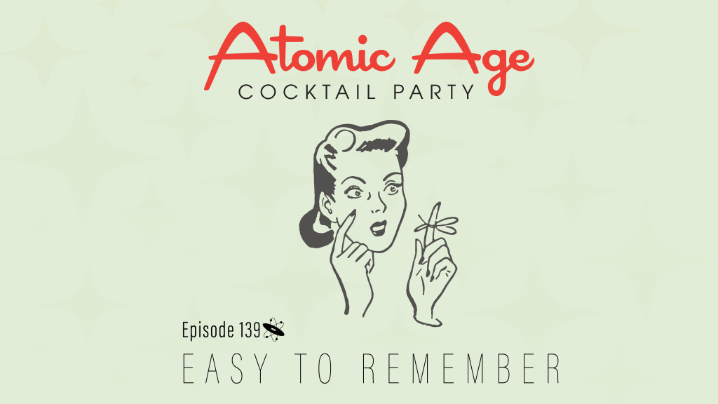 Atomic Age logo with an illustration of woman with string tied around her finger. Text reads