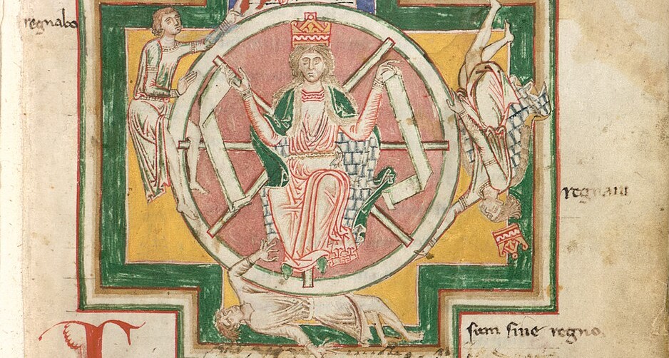 Rota fortunae (Wheel of Fortune) from the Codex Buranus.