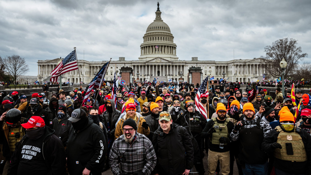 Violent protesters, loyal to President Donald Trump, storm the Capitol, Wednesday, Jan. 6, 2021, in Washington.