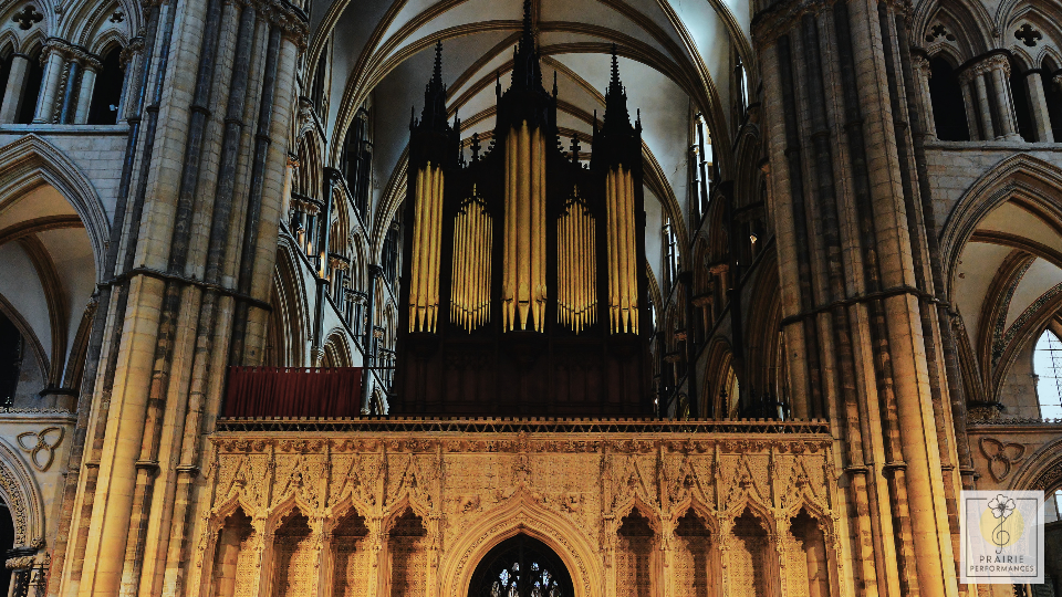 The organ at Lincoln Cathedral, UK.