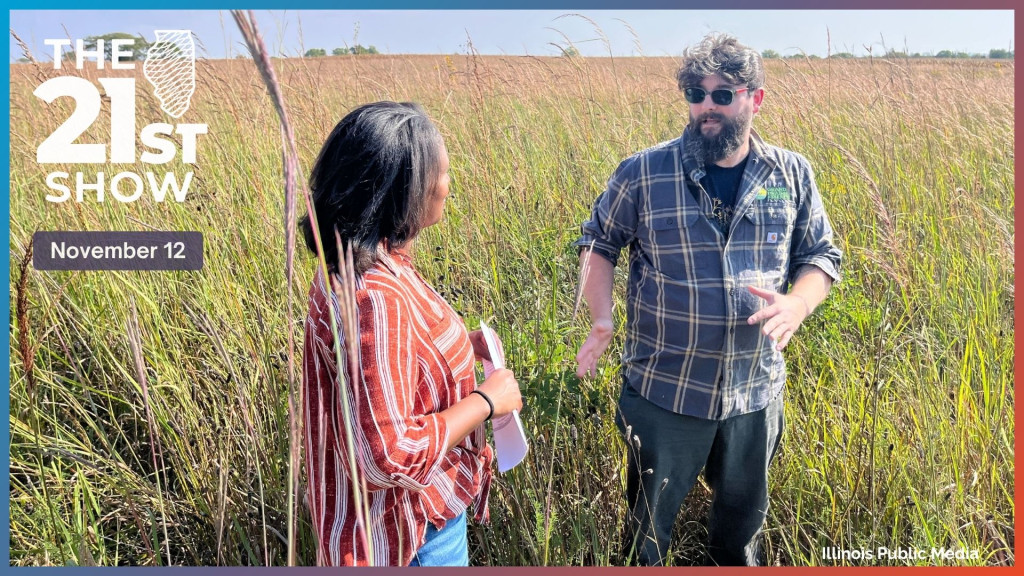 Tinisha Spain, host of State of Change, talks to Jeff Peyton of the Loda Cemetery Prairie in Iroquois County. This year's special will focus on Illinois' prairies.