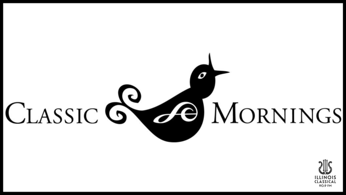 Classic morning logo, with a bird in the middle and a treble clef sideways. 