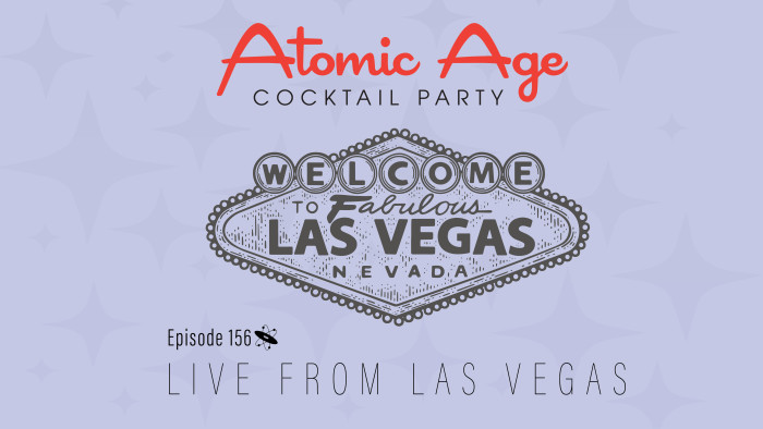 Atomic Age logo with an illustration of the Welcome to fabulous Las Vegas sign .