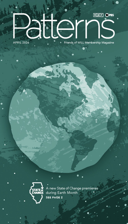 An illustration of Earth looking down on North and South America. Also with a logo for State of Change. Text reads A new State of Change premieres during Earth Month. See page 2.