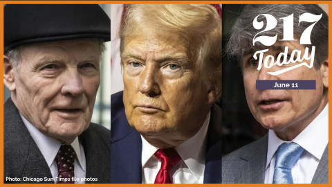 (From left) Former Illinois House Speaker Michael Madigan; President Donald Trump; and former Illinois Gov. Rod Blagojevich.