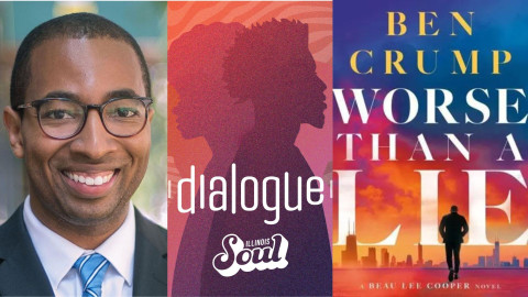 man smiling, cover graphic and book cover