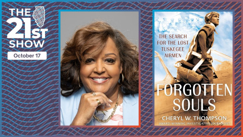 a collage consisting of a portrait of an African-American woman with brown hair and wearing a light blue blazer; and the cover of the book 