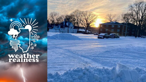 A winter storm blew fresh snow across the country with a snow depth of six and a half inches in Urbana, Illinois.