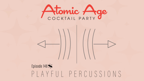 Atomic Age logo with illustration of wavy lines with arrows left and right. Text reads 