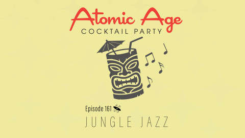 Atomic Age logo with an illustration of a tiki mug with music notes. Text reads 