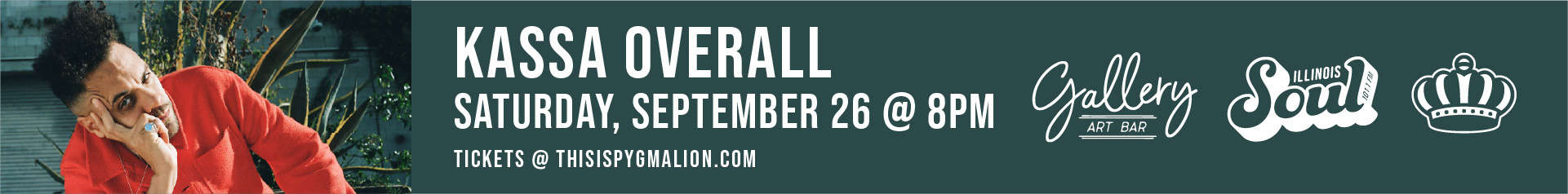 Kassa Overall performs at the Gallery Art Bar on September 26 at 8pm